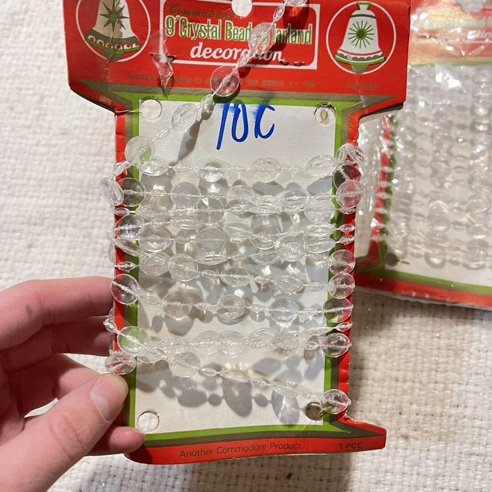 Vtg Strand Crystal Christmas Beaded Bead‎ Chain Garland 27 Feet Set of 3 NEW